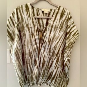 Michael kors green and cream top.